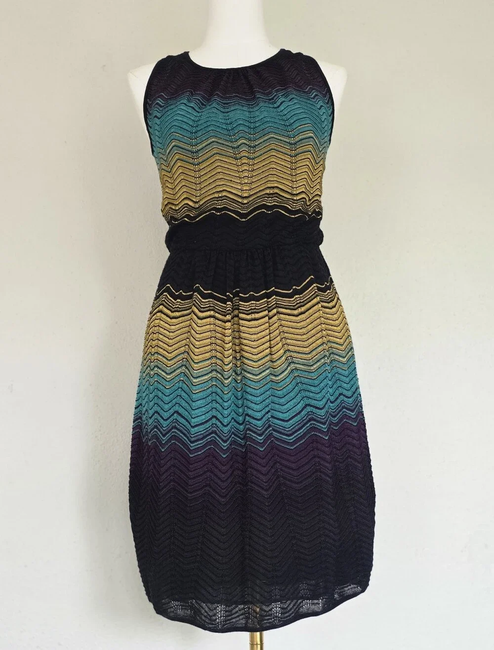 Vtg Missoni M Chevron Zig-Zag Sleeveless Knit Dress Colorblock Size IT 44 - Picture 1 of 12